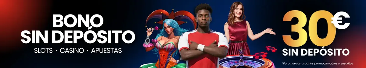 Banner del bono sin depósito de 30 € de JOKERBET para slots, casino y apuestas